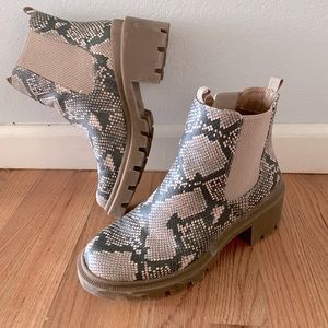 Snakeskin Print Combat Boots